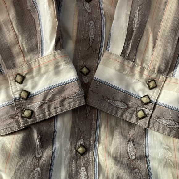 Vintage Scully Western SZ XXL Brown and White Casual Button Down Cowboy Shirt - Picture 8 of 11